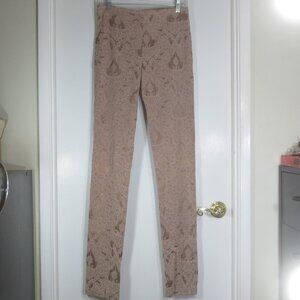 LEL Pants Rose Copper Brocade Dressy Reg Rise Bodycon Cotton Stretch Size 6 Tall